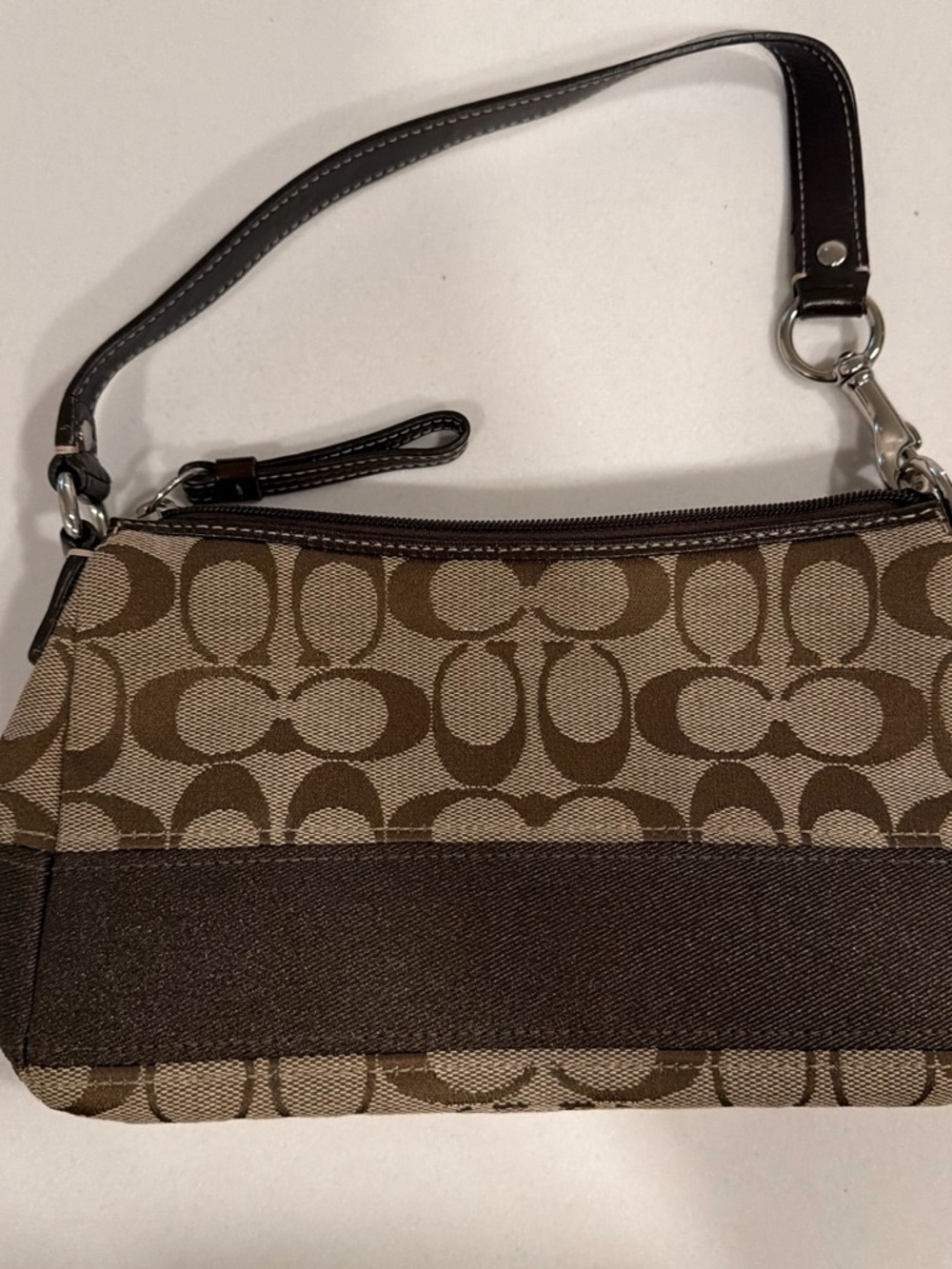 Coach Tan and Brown Signature Canvas Shoulder Bag